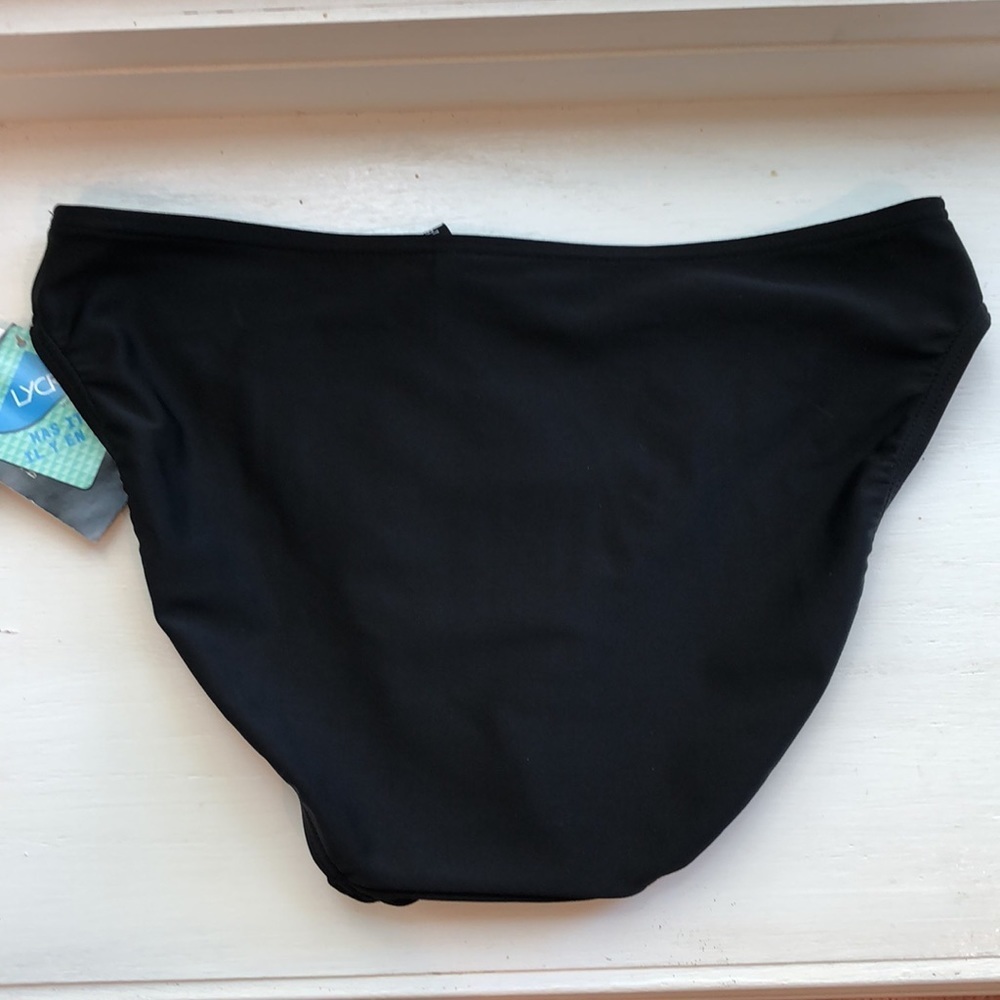 Black Bikini Bottom with Contrast Embroidery - Women Swim Bikini - Picture 4 of 5